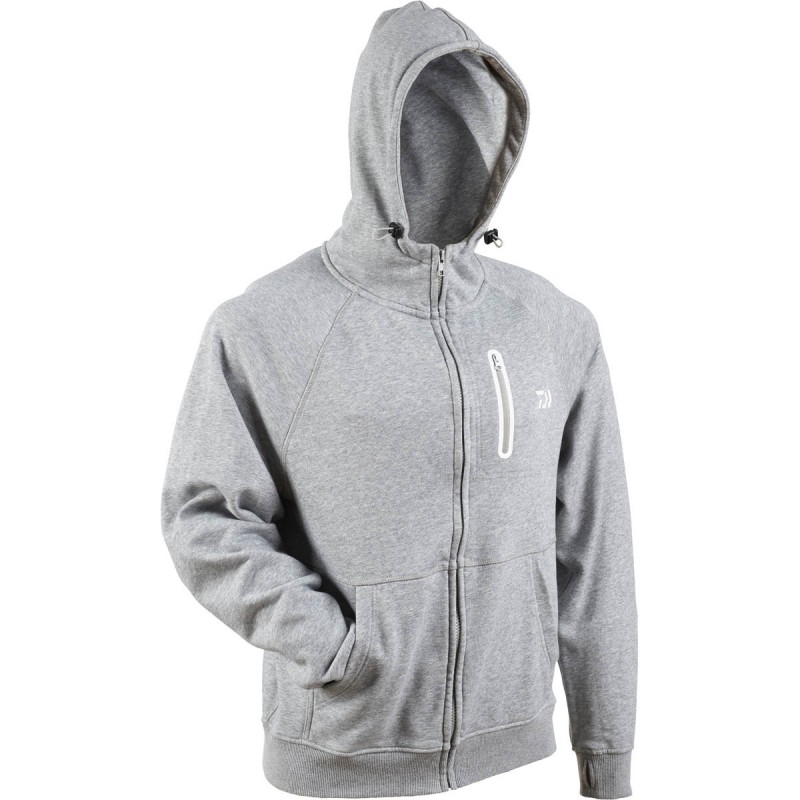 Sweat Shirt Gris à Capuche Zippé Daiwa 2021 pecheur achetez chez pecheur peche