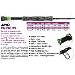 Canne mouche Carnassier Mer JMC Furious Fly 4 brins poignee camou catalogue JMC 2022