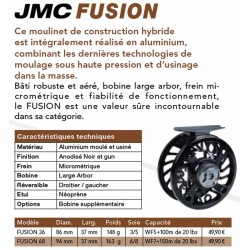 Moulinet Mouche JMC Fusion 36 Soie 3 a 5 Fusion 68 soie 6 a 8 catalogue JMC 2021 2022