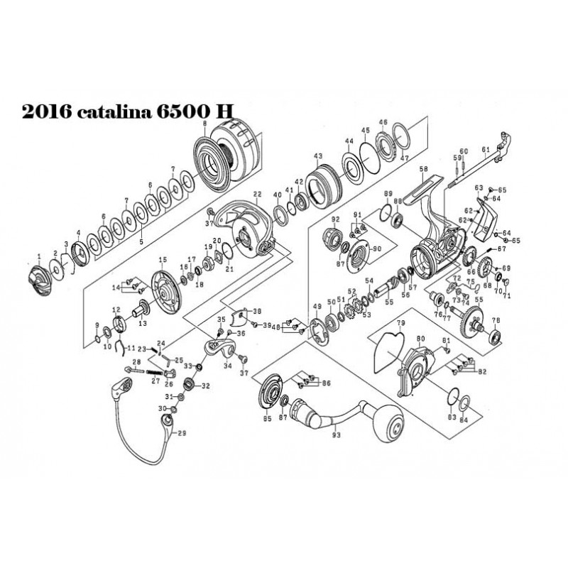 SAV reparation entretien moulinet spinning  N°79 Joint de carter Catalina 6500 H 2016 catalogue SAV peche Daiwa 2023