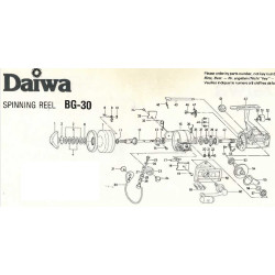 SAV reparation manivelle Moulinet BG 30 Daiwa 6-B71-3501 catalogue SAV réparation entretien moulinet pêche