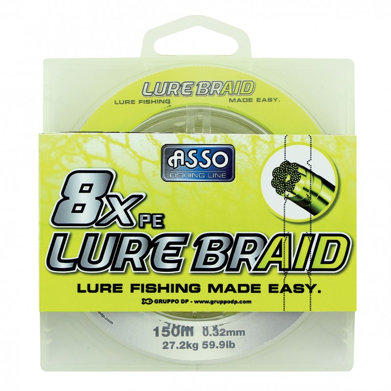 tresse pecheur leurre peche carnassier 8 x lure braid fluo 150 asso