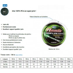 tresse peche leurre pecheur carnassier pe classic asso 130 m verte